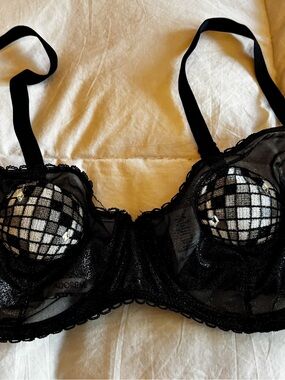 Adore Me Disco Ball Black Sheer Lace Underwire Bra
